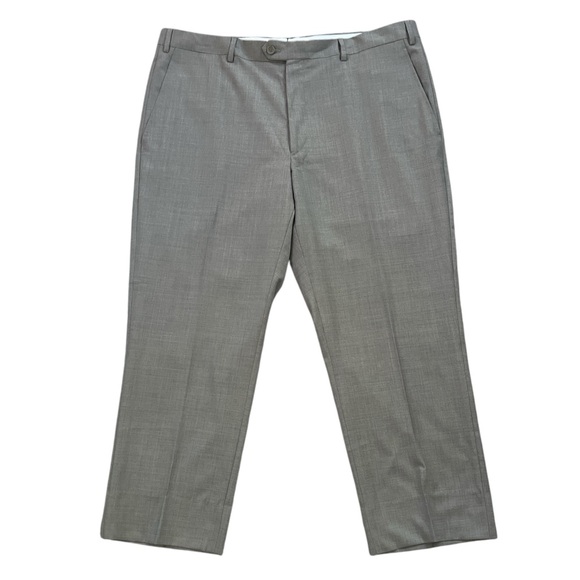 Santorelli Men's Taupe Virgin Wool Luxury Serge Romeo Dress Trouser Pants 40 NEW